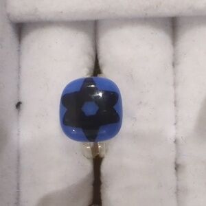 Small  hand crafted periwinkle star of David children's ring. Adjustable